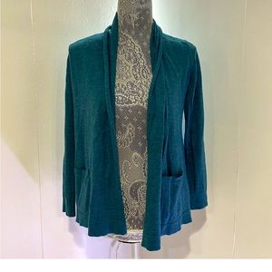 Talbots Petite Open Front Cardigan Size Small 100% Pure Merino Wool Knit Sweater